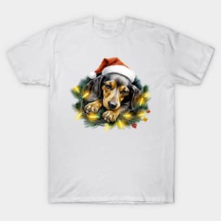 Lazy Dachshund Dog at Christmas T-Shirt